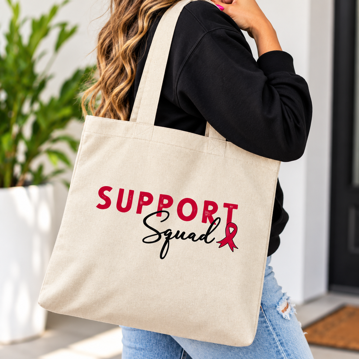 Support Squad Breast Cancer Awareness Tote Bag