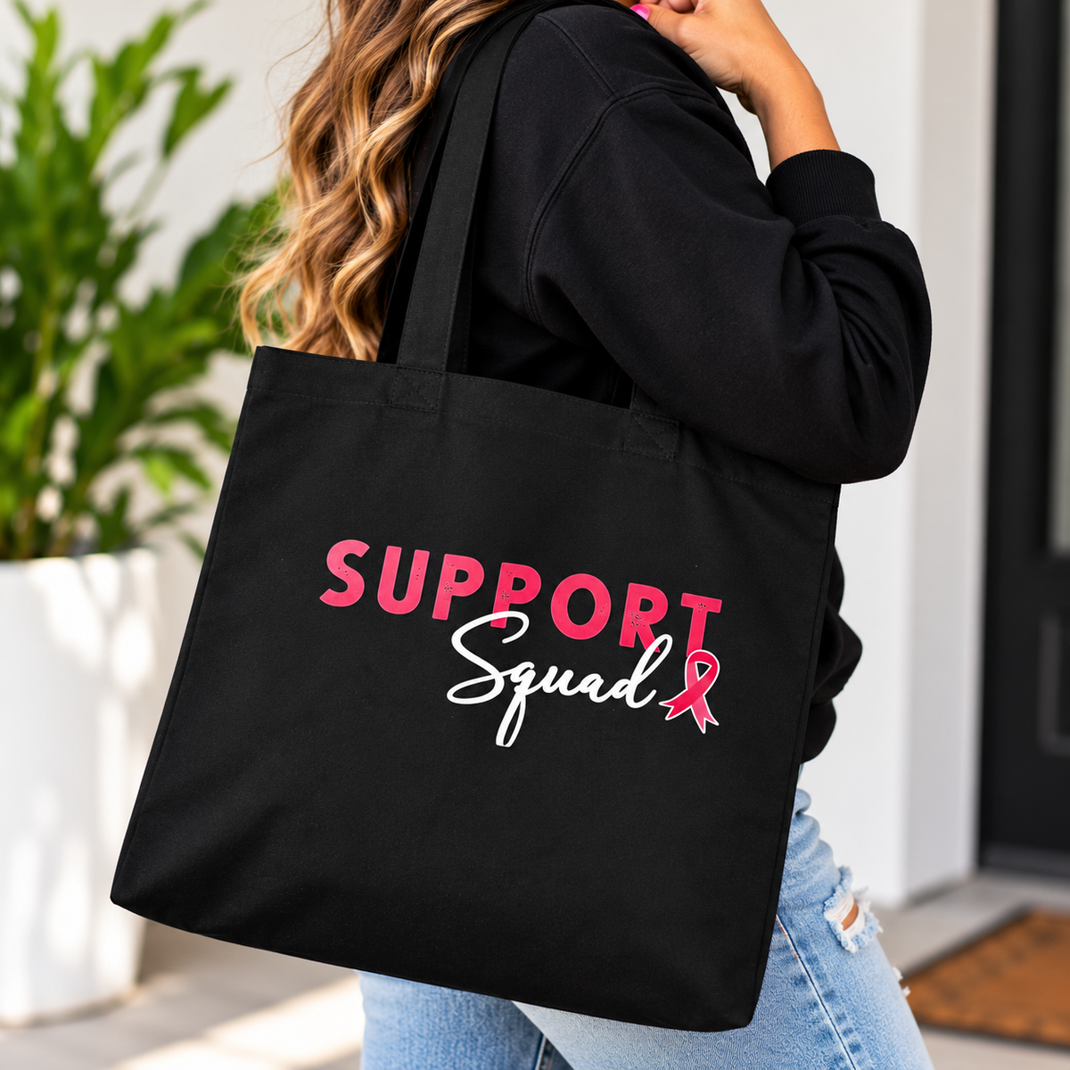 Support Squad Breast Cancer Awareness Tote Bag